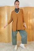 Winnie Ribby Stretch Longline Fine Knit Camel